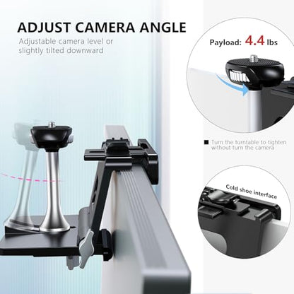 RAUBAY 【Upgraded】 Monitor Camera Mount Stand, Hanging Webcam Clamp with 1/4" Screw, MILC Monitor Top Support for Live Stream, etc. Compatible with Curved Monitors, Maximum Width up to 1.4" CM02 - style: CM02