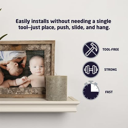 HIGH & MIGHTY Decorative 24" Floating Shelf Holds up to 20 lbs, Easy Tool-Free Dry Wall Installation, Beveled, White | 515660 - size: 24 inch