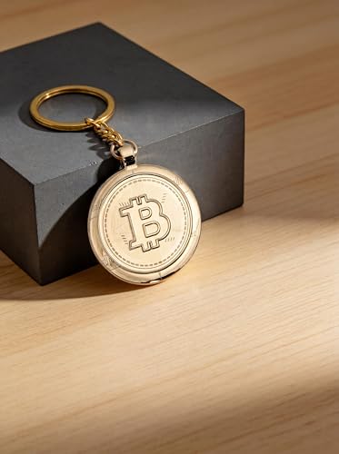 Bitcoin Keychain Key Chains Men Keychain Accessories Key Chain Rings (A-Gold, One Size)