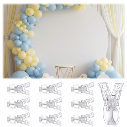 10 Pack Balloon Arch Clips Spring Clamps Balloon Clips for Balloons Arch | Clear Heavy Duty Transparent Backdrop Clip for Birthday Decoration Backdrop for Wedding Photography Studio 2.6"
