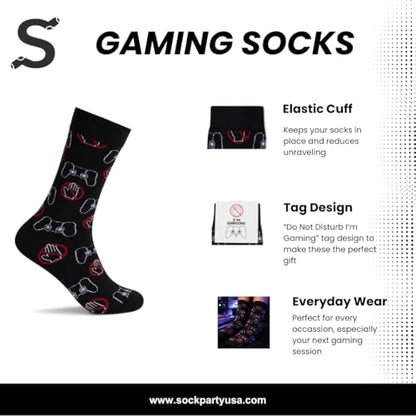 Funny Gaming Socks For Men, Hilarious Gaming Gift For Men, One Size 8-13