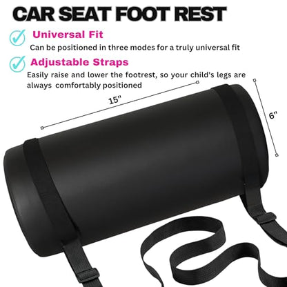 SWANOO Car Foot Rest with Extra Long Straps - Adjusts to Any Carseat or Toodlers Booster Seat - Black Leather Leg Rest for Kids - color: Leather Black