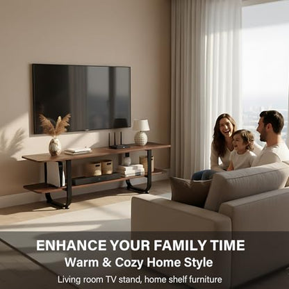 Tiita Bamboo TV Stand with Storage for TV up to 65 inch, Bamboo Rattan TV Console Entertainment Center with 2 Open Shelf, Mid Century Modern Media Console for Living Room, Bedroom - color: Grey