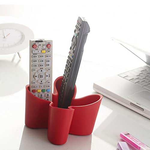 Khakho Flower Shape Remote Control Holder,Desk Organizer Storage Container, Office Supplies Desktop Organizer Rack,Multi-Functional Remote Control Box (Red) - color: Red