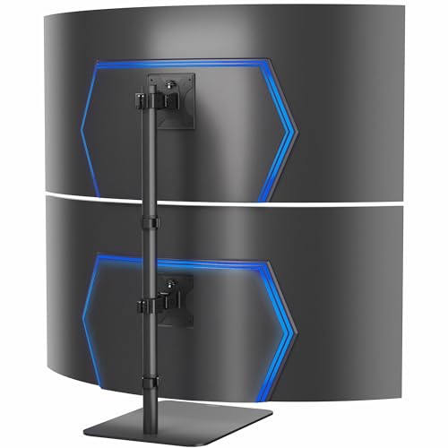 VIVO Freestanding Dual Vertically Stacked Ultra-Wide Monitor Desk Stand, Extra Tall Heavy Duty Adjustable Mount for 2 Ultrawide Screens up to 45 inches, 25 lbs Per Screen Capacity, Black, STAND-V200L - size: Up to 45", style: Steel Base