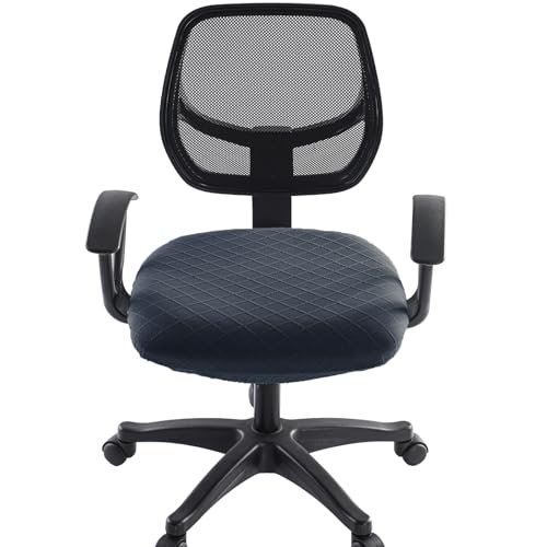 Stretch Jacquard Office Chair Cover, Removable Washable Desk Chair Cover, Anti-dust Seat Cushion Protectors - Dark Grey - color: Dark Grey, size: Chair Seat Cover