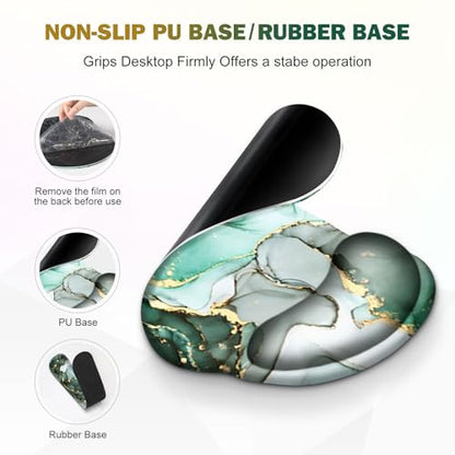 Gaming Mouse Pad, Large Desk Mat, Cute Desk Pad Protector, 4in1 XXL Mousepad + Keyboard Wrist Rest+Mouse Wrist Rest+Coaster Set with Ergonomic Desk Pad for Home Office PC Computer, Green Marble - color: Green Marble