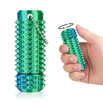 Little Ouchies Pain Stim Fidget Toy, 3D Printed Pocket Spiky Keychain with Clicker Button Spinner Sensory Toys for Anxiety Focus & Stress Reduction Novelty Gifts (Rotate Blue/Green) - color: Rotate Blue/Green