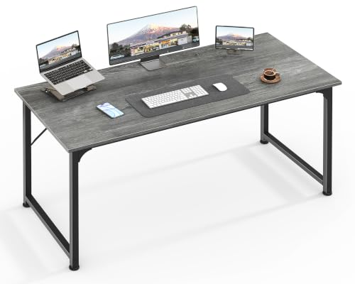 Huuger Computer Desk, 48 Inch Office Desk, Gaming Desk with Storage, Writing Desk Work Desk for Home Office, Study, Modern Simple Desk, Large Legroom, Metal Frame, Grey - color: Grey, size: 48inch