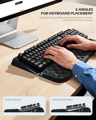 Computer Keyboard Stand with Wrist Rest, Keyboard pad with Wrist Support, Two Adjustable Keyboard Angles, Slow Rebound Comfortable Foam and Skin-Friendly Fabric. Suitable for Office, Gaming, and Home - style: Convenient version