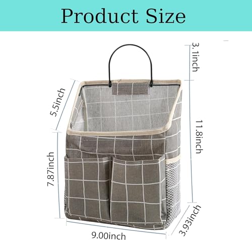 2pcs Wall Hanging Storage Bag,Wall Hanging Organizer Bags with Pockets, Wall Organizer Storage for Dormitory Bathroom Bedroom Kitchen(Grey Grid) - color: 2pcs Grey Grid