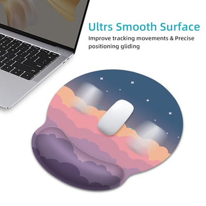 Ergonomic Mouse Pad with Wrist Support,Pink Rainbow Mouse Pad with Wrist Rest,Relieve Wrist Pain Mousepad Non-Slip Rubber Base,Cute Mouse Pads for Desk,Computers,Laptop,Office,Gaming,Accessories - color: Pink Rainbow