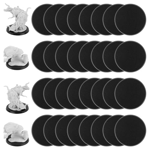 32Pcs 60mm/2.36inch Plastic Model Miniature Bases,4mm/0.16 Thick Circular War Figure Display Stands For Gaming Miniatures or Wargames Role Playing Board Game Figure Toy(32PCS-60mm-Black Round) - color: 32PCS-60mm-Black Round