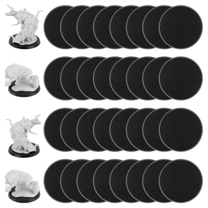 32Pcs 60mm/2.36inch Plastic Model Miniature Bases,4mm/0.16 Thick Circular War Figure Display Stands For Gaming Miniatures or Wargames Role Playing Board Game Figure Toy(32PCS-60mm-Black Round) - color: 32PCS-60mm-Black Round