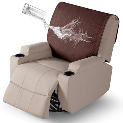 VANSOFY Recliner Chair Covers 100% Waterproof Backrest Cover Reclining Cover Non-Slip Dog Chair Cover Furniture Protector Washable Slipcover Elastic Straps for Pets, Dogs(Coffee) - color: Coffee