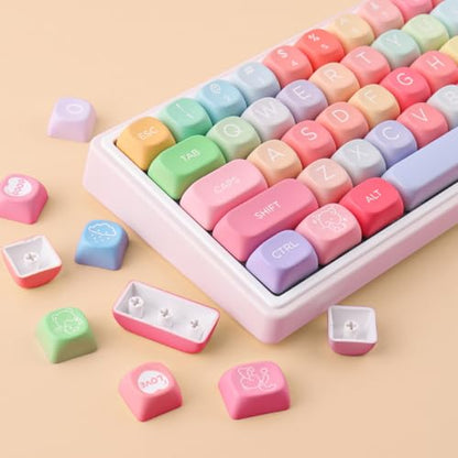 Tsungup PBT MOA Keycaps126 Keys Cute Gummy Bear Rainbow Candy Custom Keycaps 100 Percent Keyboard,Dye Sublimation Keycap Keyboard Keycap Set for MX Switches Mechanical Keyboard(only keycap) - color: Rainbow Candy