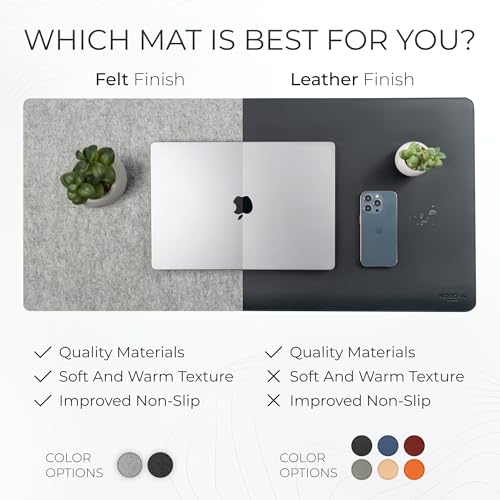 Nordik Large Felt Desk Mat - Marle - 35 x 17 inch - Full Desk Keyboard Mat - Keyboard and Mouse Pad - Large Desktop Felt Pad - color: Marle