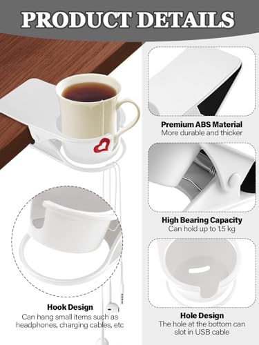 3PCS Drinking Cup Holder Clip Kalolary Chair Desk Bottle Cup Stand DIY Glass Clamp Storage Saucer Clip with Groove for Potted Plant Beverage Coffee Mug Holder Clip for Home & Office (White) - color: 3PCS White