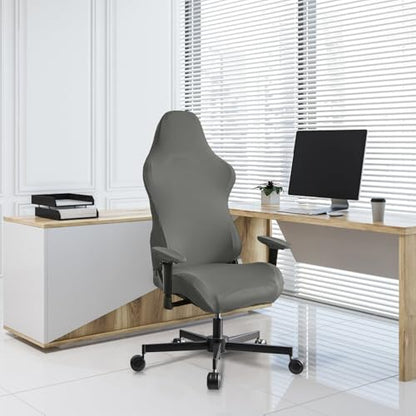 Stretch Gaming Chair Cover, Soft and Comfortable, Dust Protection, Modern Design, for Office Computer Racing Seat(Gray) - color: Grey
