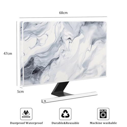 Waterproof Monitor Dust Cover 26, 27, 28 Inch Anti-Static Dustproof Protective Full Body Cover for Computer Screen Sleeve Compatible with iMac 26-28 Inch PC,Desktop and TV,Incanus Marble - color: Incanus, size: 26-28 Inch