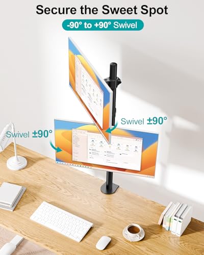 MOUNT PRO Vertical Dual Monitor Stand, Stacked Monitor Mount for 2 Monitors Up to 32 inches, Computer Monitor Arm with Swivel, Tilt, Height Adjustable, Each Monitor Desk Mount Holds up to 17.6 lbs - size: Max 32“ Basic