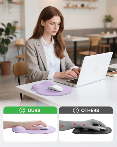 Mouse Pad with Wrist Rest, Ergonomic Mouse Pads for Desk, Office Non-Slip Mousepad with Gel Wrist Support(Lavender, 10.6''L x 9''W) - color: Lavender