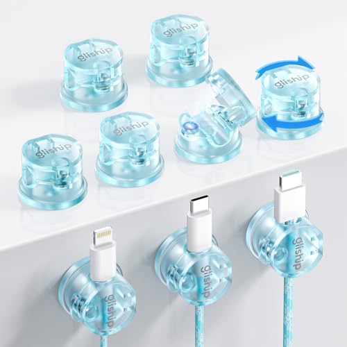 9 Pack Magnetic Cable Clips - gliship [Upgraded 360° Rotatable] Cord Organizer, Strong Magnetic Cord Holder, Adhesive Wire Keeper, Phone Cord Holder, Nightstand Wire Keeper Desk Decor, Tidy Helper - color: blue