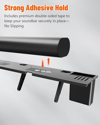Soundbar Mount, No Drilling Steel TV Top Shelf with Storage Boxes, Sound bar Mount up to 15 lbs, Universal Sound Bar TV Mount Bracket, Soundbar Mount Above TVs Compatible with Samsung, Sony (33.8") - size: 33.8" with Storage Boxes