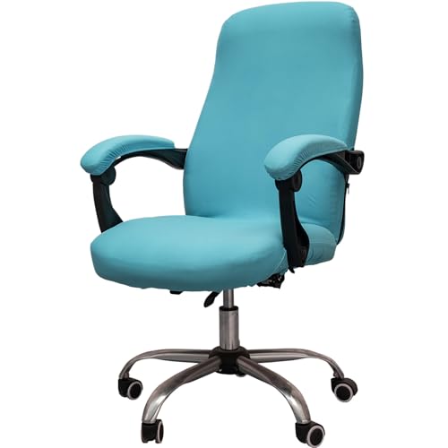 Melaluxe Office Chair Cover with Arm Covers - Universal Stretch Desk Chair Cover, Computer Chair Slipcovers (Size: L) - Azure - color: Azure, size: Large with Arm Cover