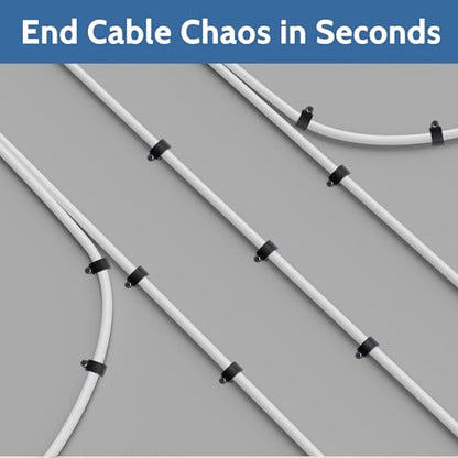 400 Pack Cable Clips with Steel Nails Kit, OD: 6mm/7mm/8mm/10mm Round U Nails (Black&White, Each 50PCS, Total 400PCS), Cable Wire Cord Management Clips, for Wall, Floor, Ceiling, Ethernet, Coax Cable