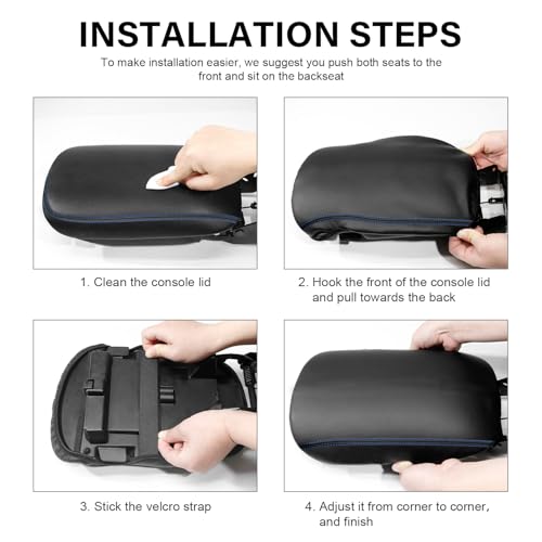 Console Cover for 2024 2025 2026 Chevrolet Trax (LS/1RS/LT/2RS/ACTIV) Leather Center ArmRest Box Cover Pad 2024 2025 2026 Chevy Trax Accessories Protector Cushion (Blue Stitches) - color: blue
