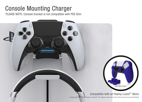 Foamy Lizard PS5 Controller Charger v2.0 Console & Wall Mount for Playstation 5 EDGE & DualSense Fast Charging Station Hanging Dock, Headphone Hook, LED, Overcharge Protection (PS5 White+Black) - color: PS5 White+Black