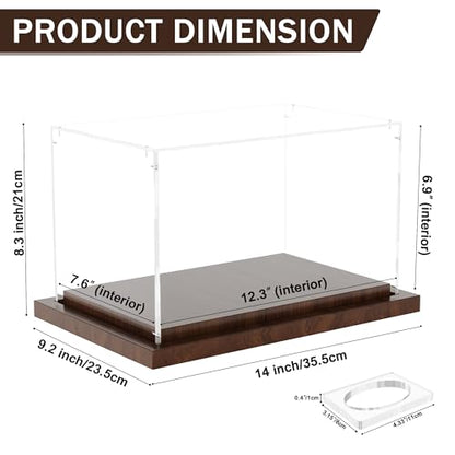 VGMiu Football Display Case with Wood Base, Acrylic Football Case Display Clear Box with Removable Built-in Ball Holder for Autographed Footballs, Sports Collectibles, Memorabilia Displays - size: Football Case