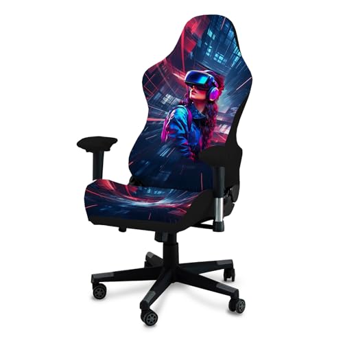 Gaming Chair Covers, 3D Printing Stretchable Soft Non-Slip Easy to Install Gamer Chair Cover with Armrest Cover(No Chair)(D) - color: D
