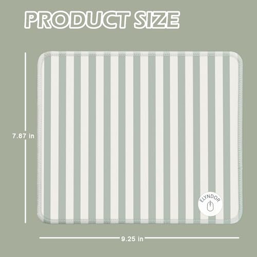 Mouse Pad for Desk with Stitched Edge, Premium Cute Washable Mouse Pads. Computer Mousepad with Non-Slip Rubber Base, Mousepads for Laptop, 9.25x7.75x0.12 inch (Green Stripes) - color: Green Stripes