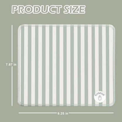 Mouse Pad for Desk with Stitched Edge, Premium Cute Washable Mouse Pads. Computer Mousepad with Non-Slip Rubber Base, Mousepads for Laptop, 9.25x7.75x0.12 inch (Green Stripes) - color: Green Stripes
