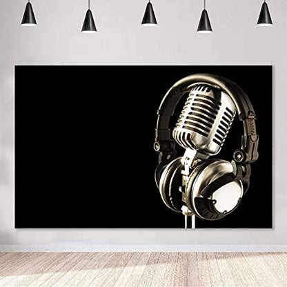 5x3ft Headphones Backdrop Headset Photography Background for Birthday Party Decor Banner Photo Booth Studio Props BJAY10 - size: 5x3FT