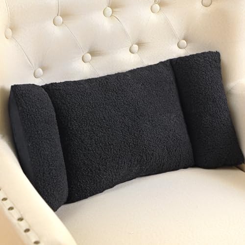Queekay Fleece Lumbar Support Pillow 3 Section Back Pillow Office Chair for Back Support Comfortable Lumbar Cushion for Car Seat Pain Relief Sofa Rest(Black) - color: Black