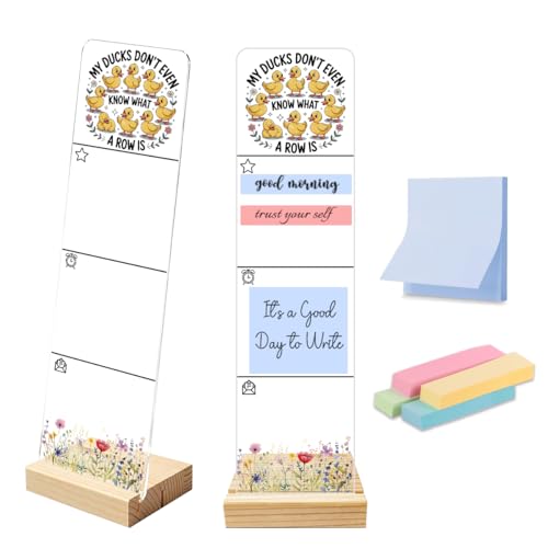 Sticky Note Holder Acrylic Monitor Memo Board Desk Organizers Desk Decor Post It Note Holder My Ducks Don't Even Know What A Row is Funny Duck Chaos Office Desk Sign - color: Acrylic 8