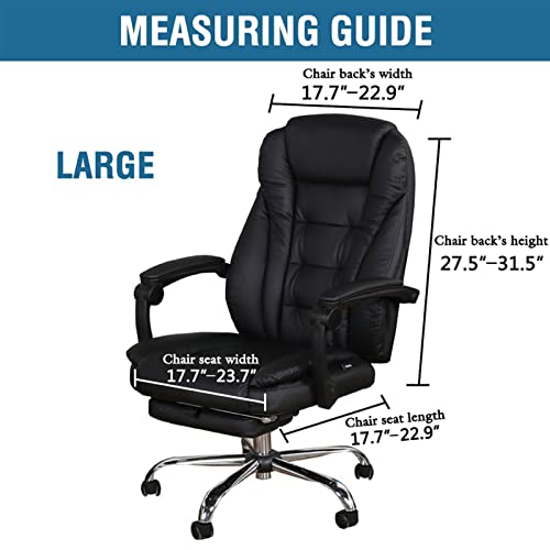 Shukii Waterproof Office Chair Cover with Arms Cover PU Leather Computer Desk Seat Covers Stretchable Chair Slipcover Universal for Rotating Boss Chair Meeting Room - color: Black, size: Large