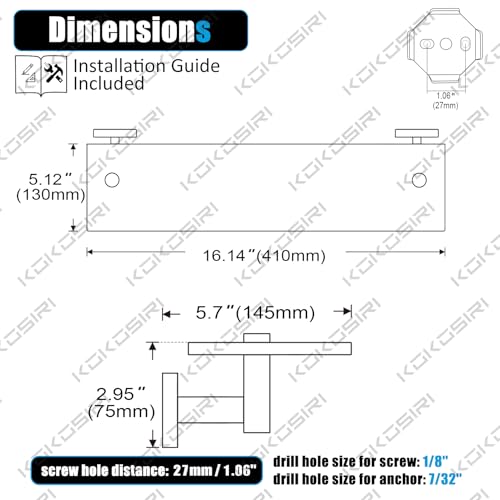 KOKOSIRI Wall Shelves Bathroom Hardware Glass Floating Shelf 16-Inch for Bedroom, Living Room, Kitchen, Hanging Rack Champagne Bronze B1105CPG-L16 - color: Champagne Bronze, size: 16-Inch