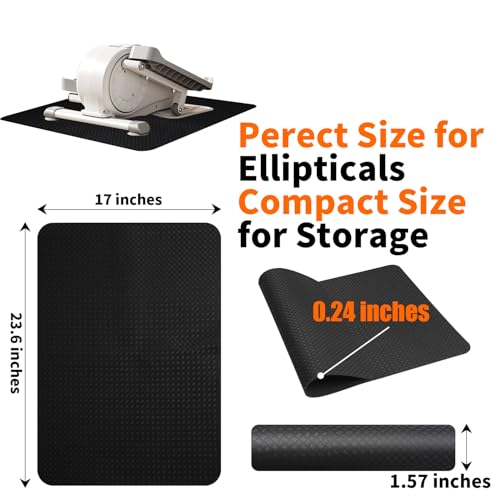 Double-Sided Non-Slip Workout Mat for Elliptical Machine, 23.6" x 17" Stepper Mat for Under Desk Ellipticals & Pedal Exercisers, Stability & Floor Protection, Vibration Plate Mat Compatible - size: 23.6"L x 17"W x 0.2"Th