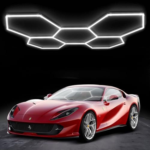 MODERN Hexagon Garage Lights，25 Pack 216W 25920LM High Brightness Hexagon Garage LED Lights for Garage, Shopping Mall, Workshop and Car Detailing Shop etc. … … … - size: 5 HEX without Border