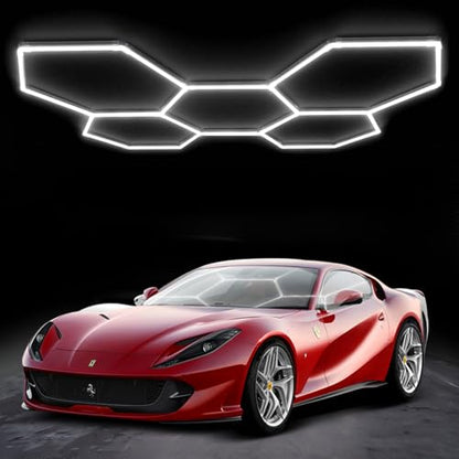 MODERN Hexagon Garage Lights，25 Pack 216W 25920LM High Brightness Hexagon Garage LED Lights for Garage, Shopping Mall, Workshop and Car Detailing Shop etc. … … … - size: 5 HEX without Border