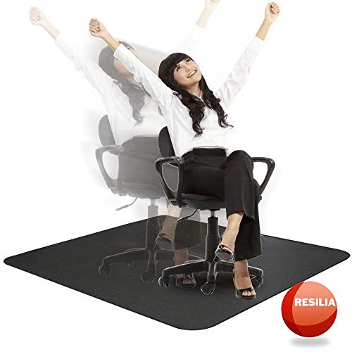 Resilia Office Desk Chair Mat - for Low Pile Carpet (with Grippers) Black, 30 Inches x 48 Inches, Made in The USA - color: Black, size: 30" x 48" without lip