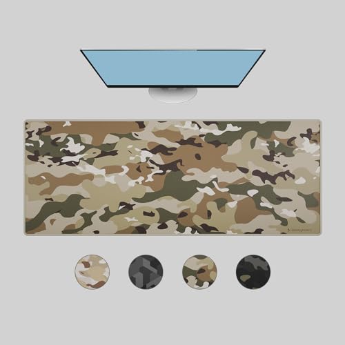 Das Keyboard Large Gaming Mouse Pad Desk Mat with Stitched Edge - Non Slip Base - Waterproof - Premium Cloth Mousepad for Home Work Gaming - Jungle Basecamp Camo - color: Jungle Basecamp Camo