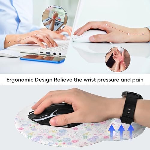 RICHEN Ergonomic Mouse Pad with Wrist Support,Non-Slip Rubber Base for Computer Laptop & Mac,Lightweight Rest for Home,Office & Travel (Hydrangea Swan) - color: Hydrangea Swan