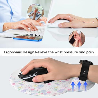 RICHEN Ergonomic Mouse Pad with Wrist Support,Non-Slip Rubber Base for Computer Laptop & Mac,Lightweight Rest for Home,Office & Travel (Hydrangea Swan) - color: Hydrangea Swan