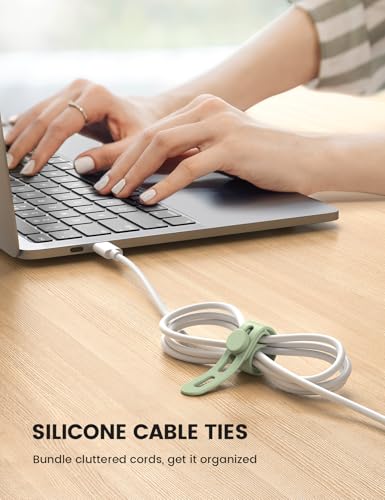 Lamicall 20Pack Silicone Cable Ties Cord Organizer - Elastic Durable Reusable Cord Straps, Cable Wraps Management, Home Office Dorm Organizer Ties for Phone Charger Electrical Wire, Travel Essentials - color: Multicolor, size: 20pack