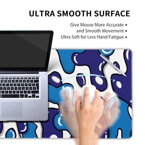 Japanese Anime Geometric Gaming Mouse Pad XL 31.5x11.8 Inch Navy Blue White Mouse Pad Extended Large Anime Mouse Pad with Non-Slip Rubber Base Stitched Edge PC Computer Laptop Desktop for Home Office - color: Japanese Geometric-Navy Blue White, size: 31.5